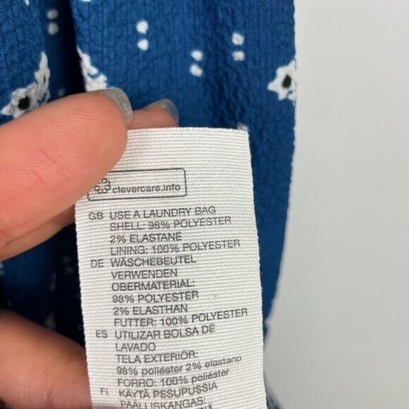 & Other Stories Blue Floral Short Sleeve Lined A-Line Dress Size 10 - Picture 7 of 7